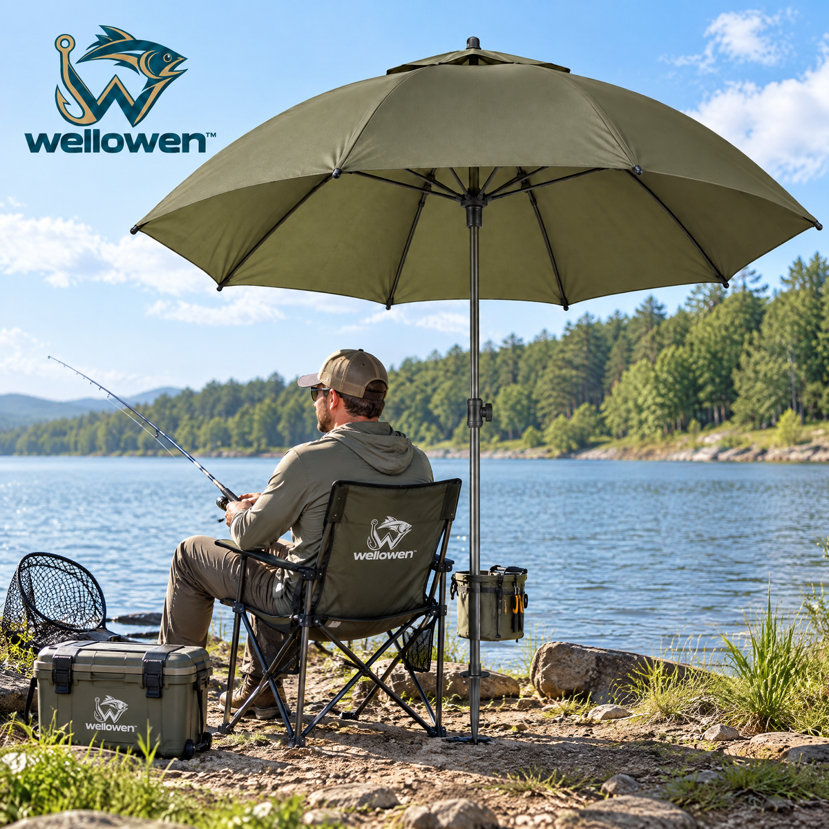 wellowen™ Fishing Umbrella with Ground Spike