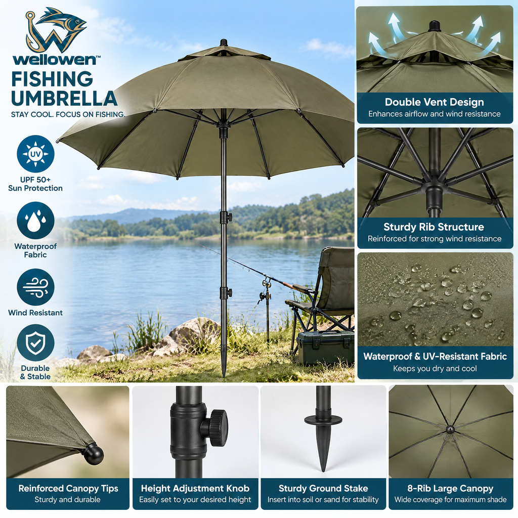 wellowen™ Fishing Umbrella with Ground Spike