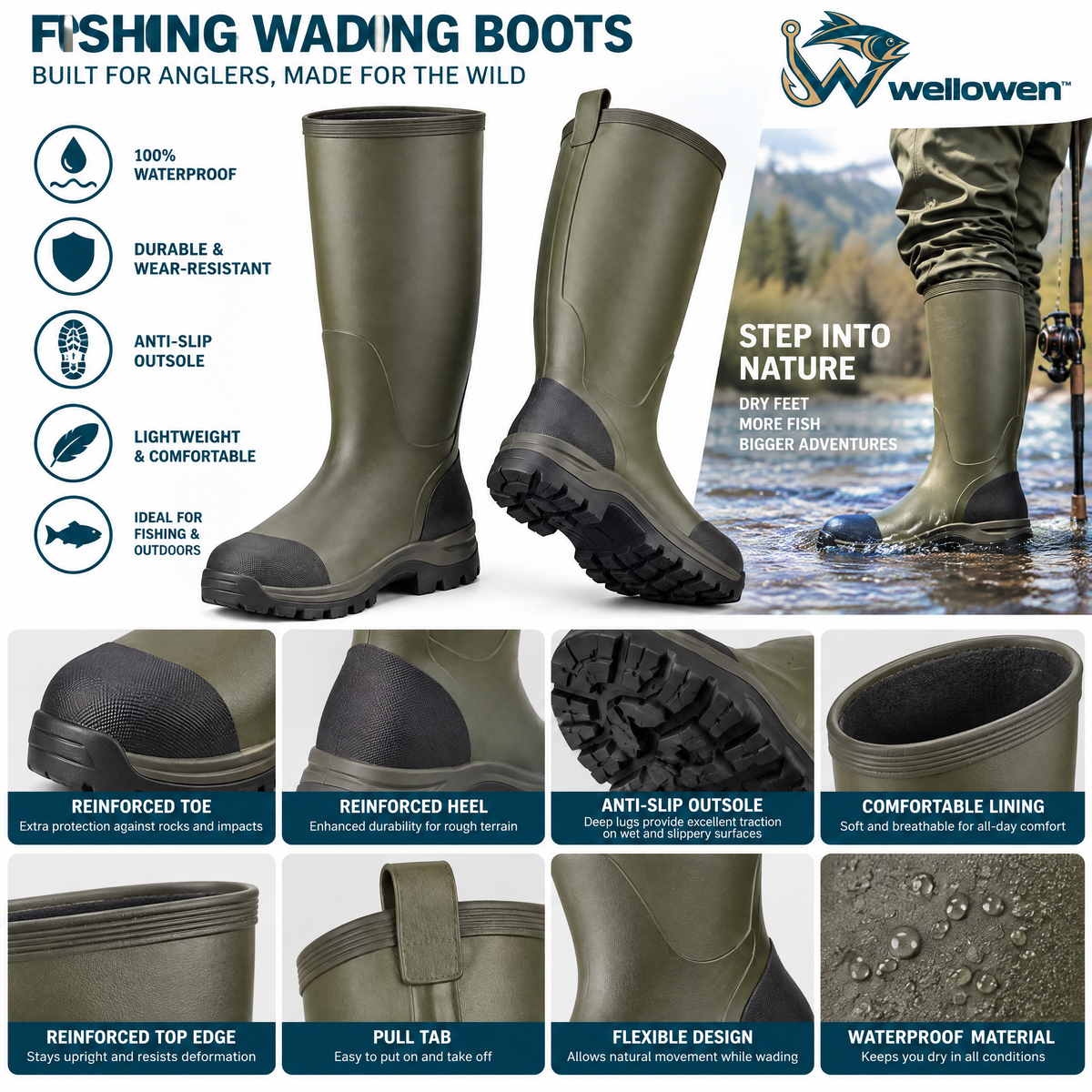 wellowen™ Tall Outdoor Fishing Boots