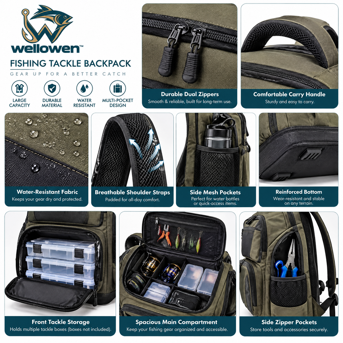 wellowen™ Fishing Tackle Backpack