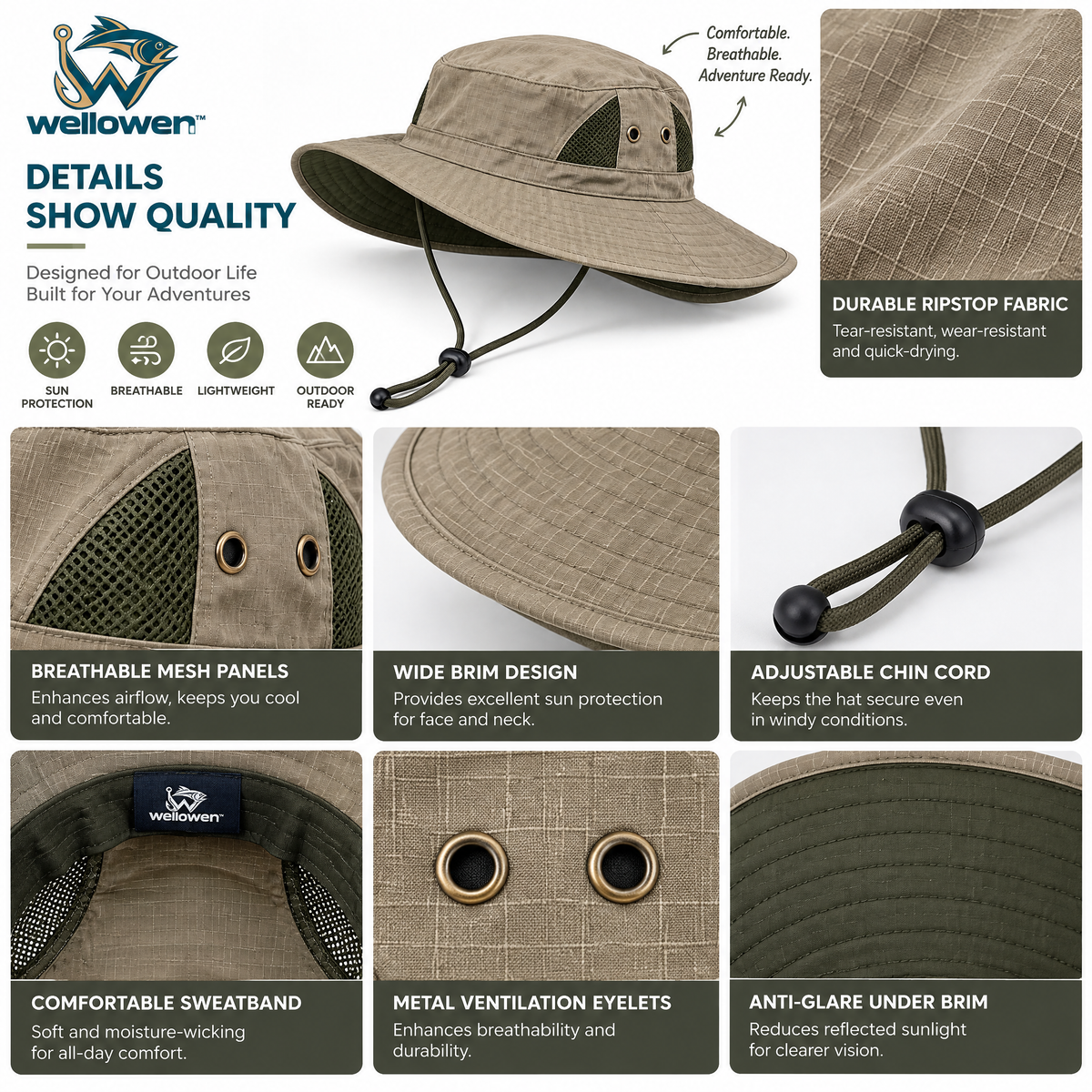 wellowen™ Wide-Brim Fishing Hat